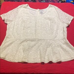 Jessica London size 24 white lace blouse top